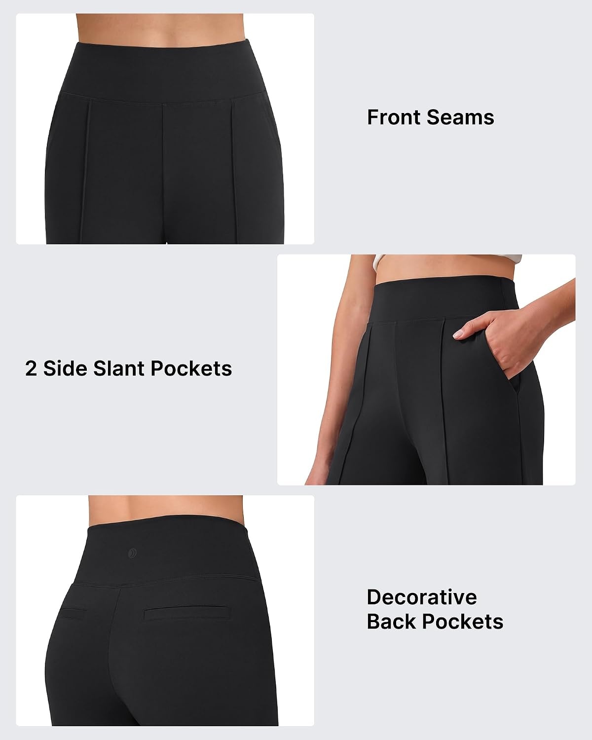image:imageG4Free EverGoing Wide Leg Yoga Pants for Women Front Seam with PocketsBlack