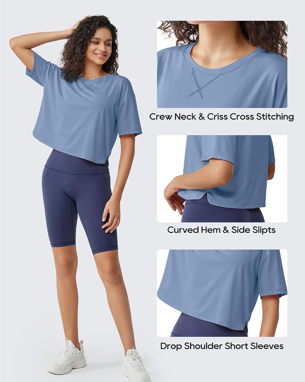 image:imageG4Free Lightbreeze Women UPF 50 Short Sleeve Workout Tops Quick Dry ShirtsDusty Blue