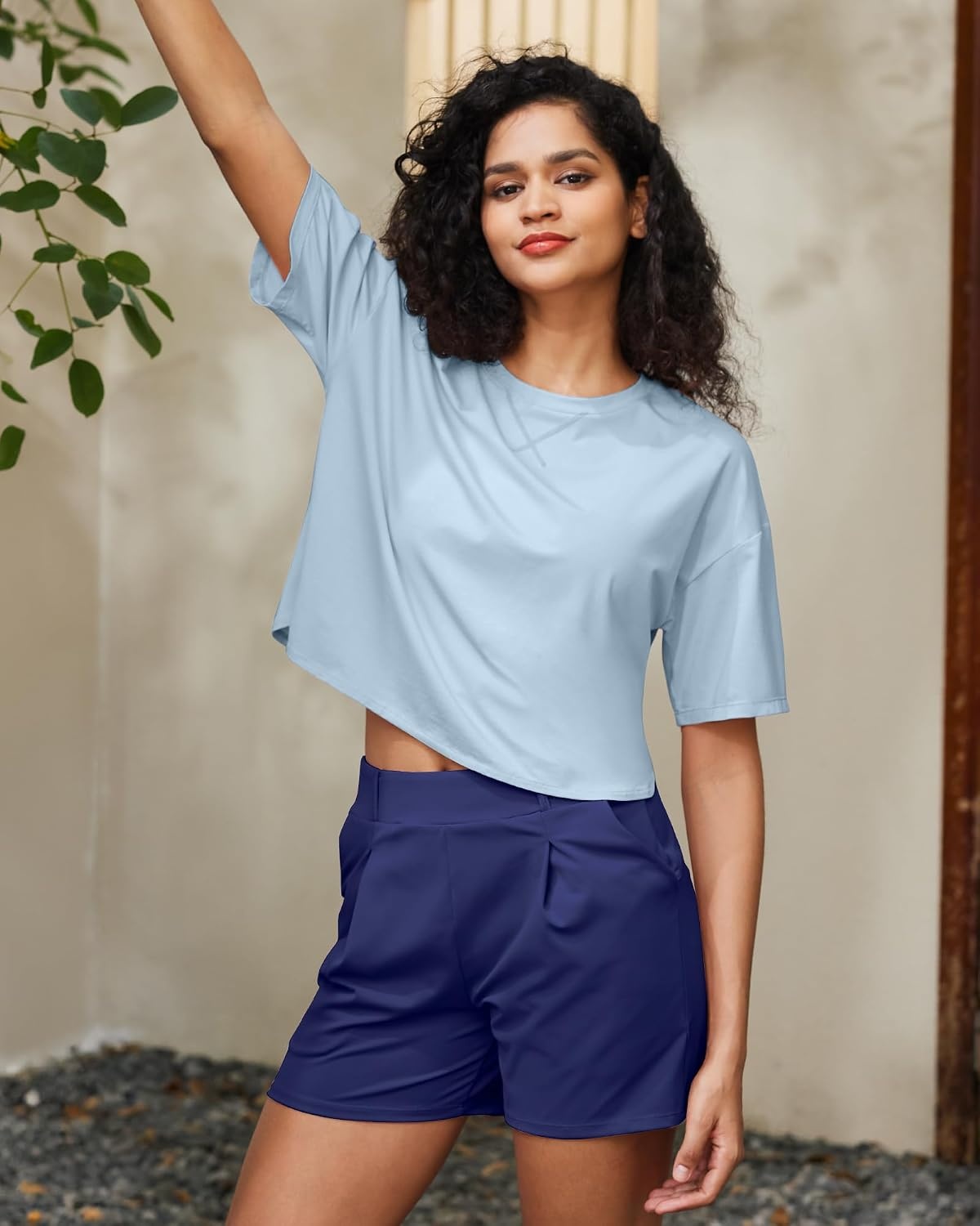 image:imageG4Free Lightbreeze Women UPF 50 Short Sleeve Workout Tops Quick Dry ShirtsLight Denim