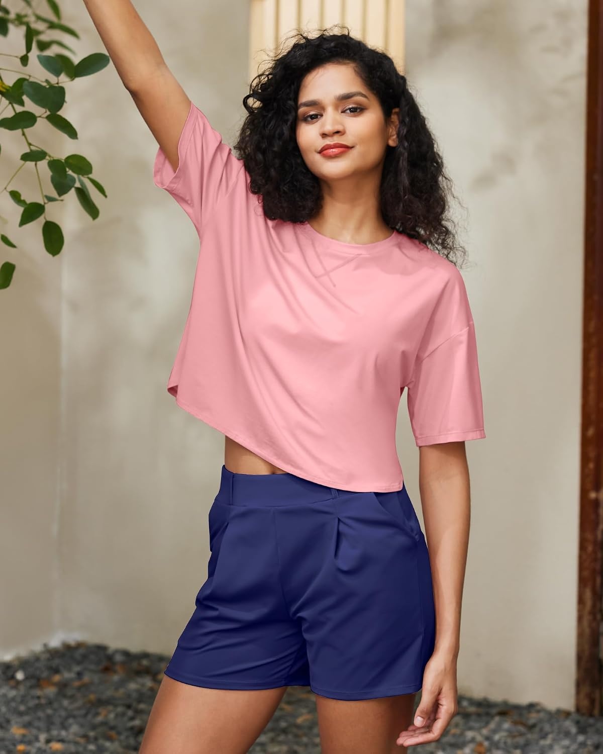 image:imageG4Free Lightbreeze Women UPF 50 Short Sleeve Workout Tops Quick Dry ShirtsPink