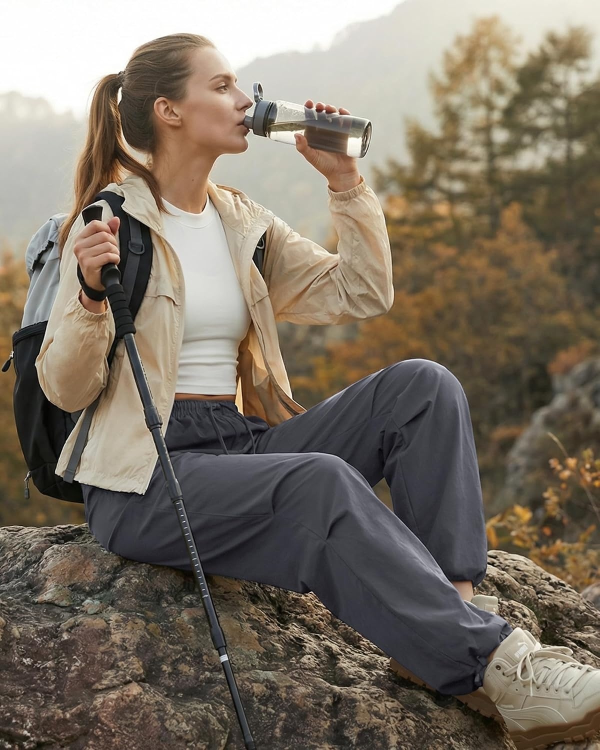 image:imageG4Free Womens Hiking Parachute Pants Lightweight UPF 50Dark Gray