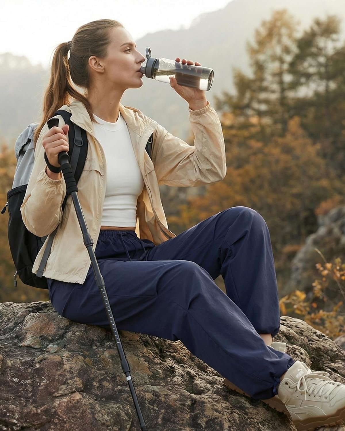 image:imageG4Free Womens Hiking Parachute Pants Lightweight UPF 50Dark Navy