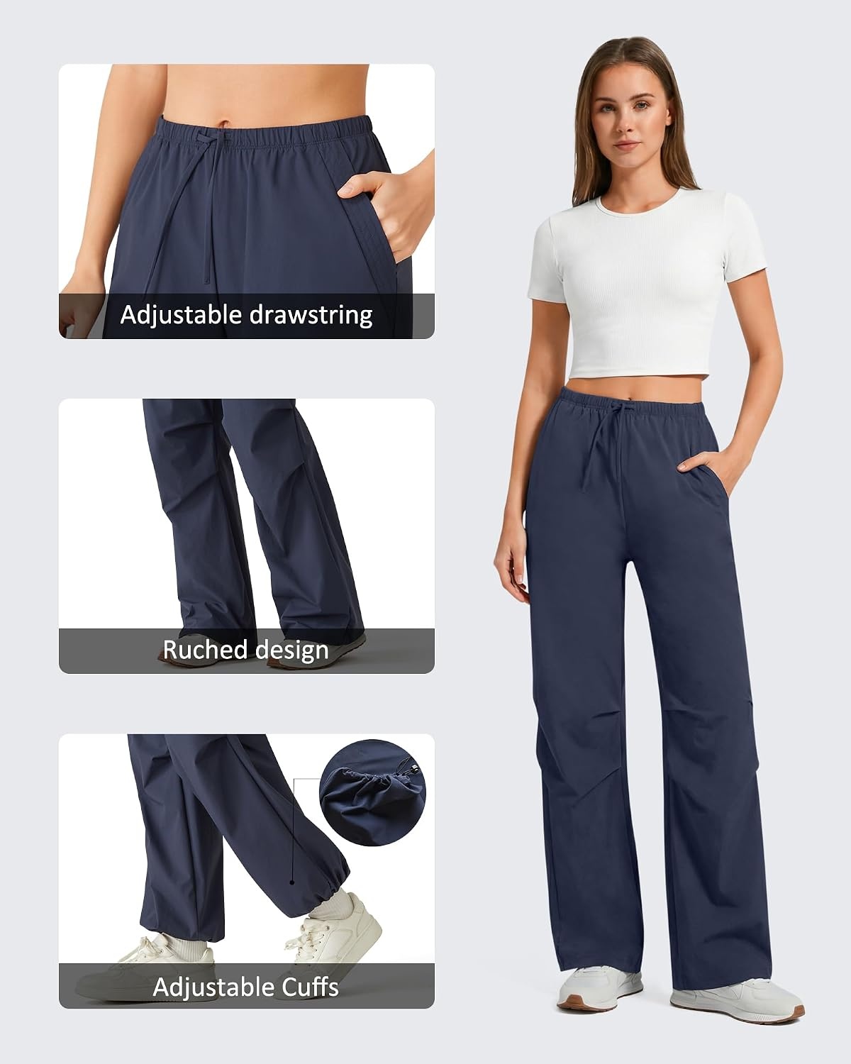 image:imageG4Free Womens Hiking Parachute Pants Lightweight UPF 50Dark Navy
