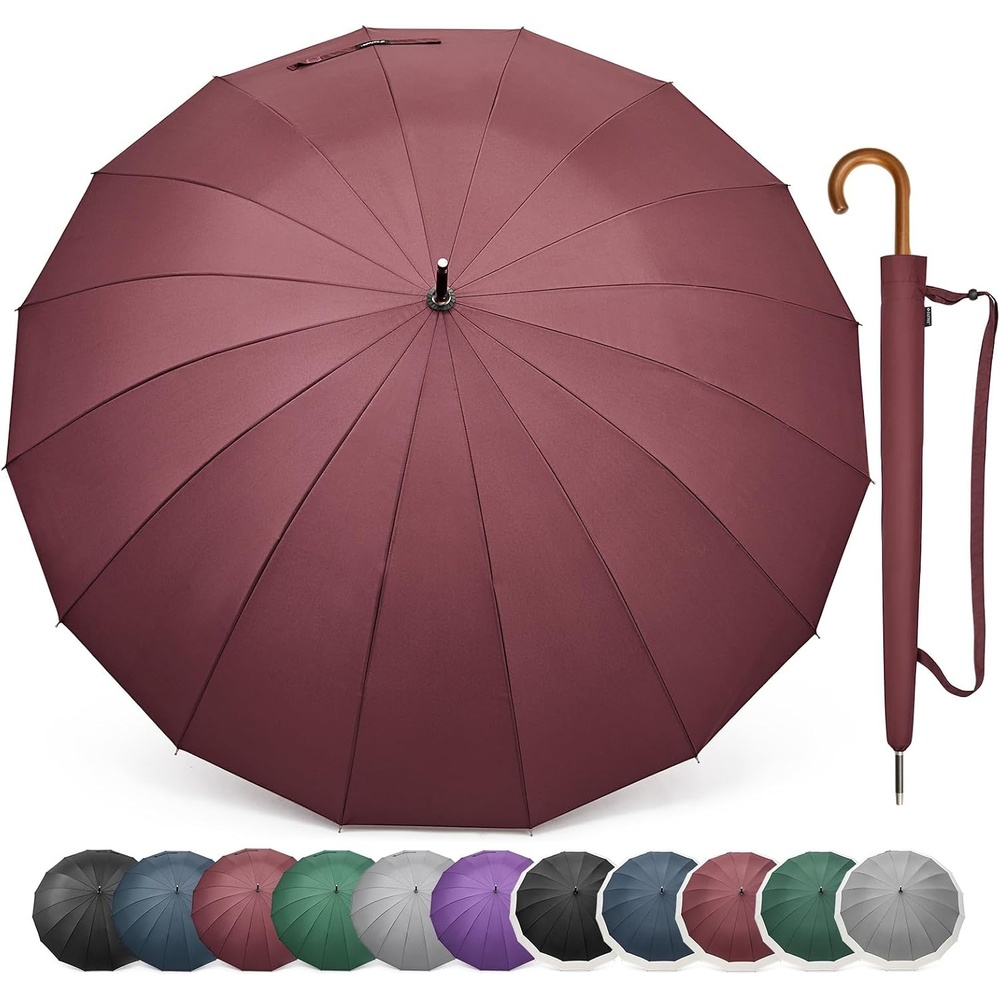 image:imageG4Free 54 Inch Large Umbrella for Rain Auto Open Golf Umbrella for 2 PeopleBurgendy