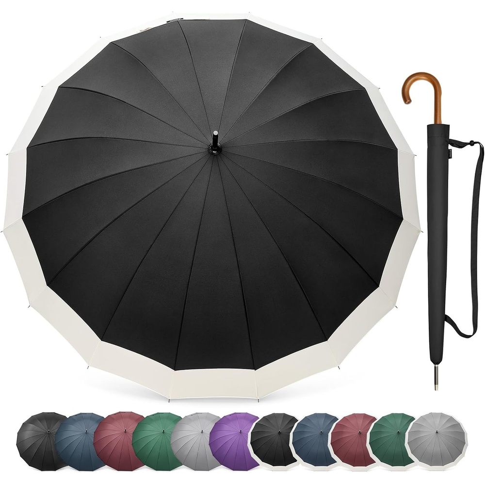 image:imageG4Free 54 Inch Large Umbrella for Rain Auto Open Golf Umbrella for 2 PeopleIvoryBlack