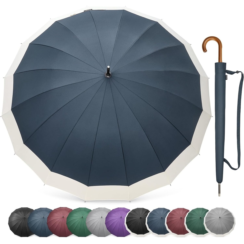 image:imageG4Free 54 Inch Large Umbrella for Rain Auto Open Golf Umbrella for 2 PeopleIvoryBlue