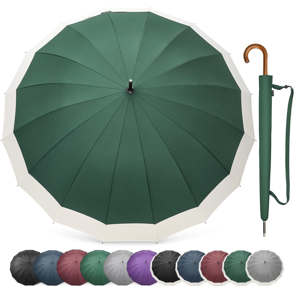 image:imageG4Free 54 Inch Large Umbrella for Rain Auto Open Golf Umbrella for 2 PeopleIvoryGreen