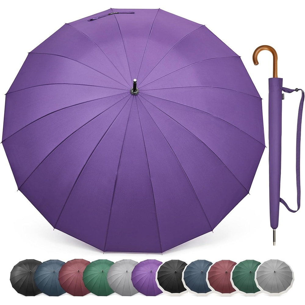 image:imageG4Free 54 Inch Large Umbrella for Rain Auto Open Golf Umbrella for 2 PeoplePurple