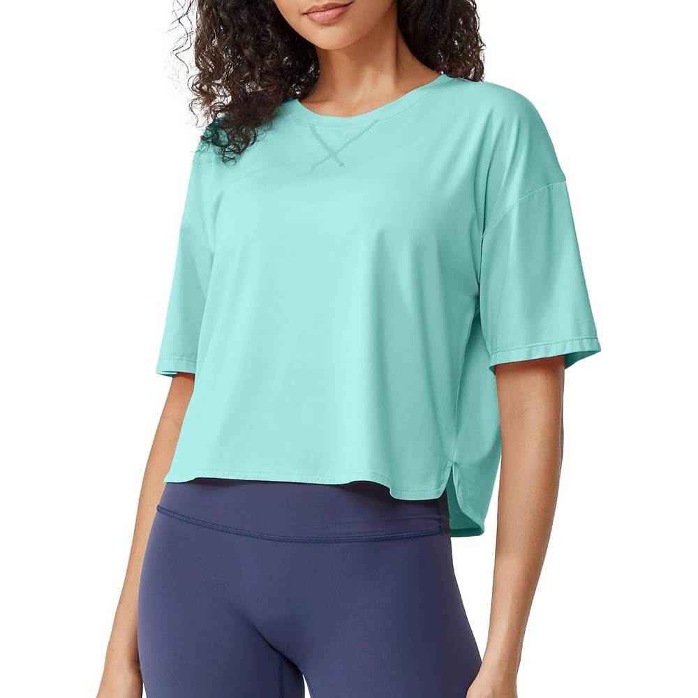 image:imageG4Free Lightbreeze Women UPF 50 Short Sleeve Workout Tops Quick Dry ShirtsLight Blue