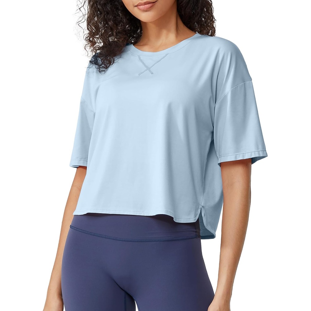 image:imageG4Free Lightbreeze Women UPF 50 Short Sleeve Workout Tops Quick Dry ShirtsLight Denim