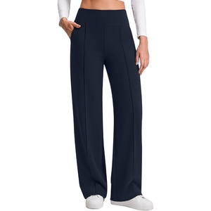 G4Free EverGoing Wide Leg Yoga Pants for Women Front Seam with Pockets(Dark Navy)