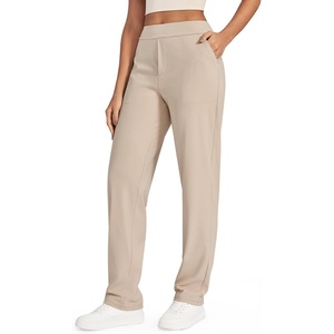 G4Free ShiftReady Women’s Dress Work Pants with Pockets Yoga Straight Leg(Light Khaki)