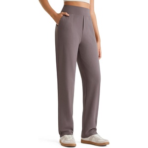 G4Free ShiftReady Women’s Dress Work Pants with Pockets Yoga Straight Leg(Taupe Pinstripe)