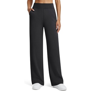 G4Free Smoofit Sweatpants Women Wide Leg Elastic High Waisted Casual Pants(Black)
