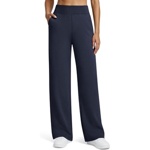 G4Free Smoofit Sweatpants Women Wide Leg Elastic High Waisted Casual Pants(Dark Navy)
