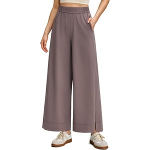 G4Free Strowen Women Lightweight Wide Leg Ankle Pants with Pockets 7/8 Length Track Pants Stretchy Casual Travel Trousers(Taupe)